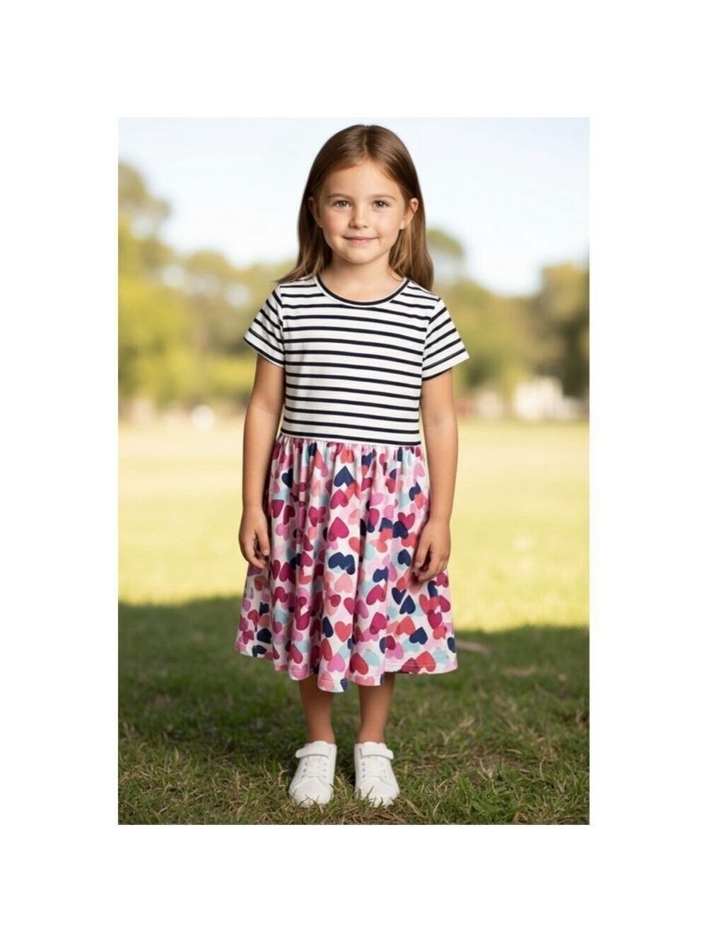 Rumi + Ryder Dress Girls Size 6/7 Hearts & Stripes Valentine’s Day